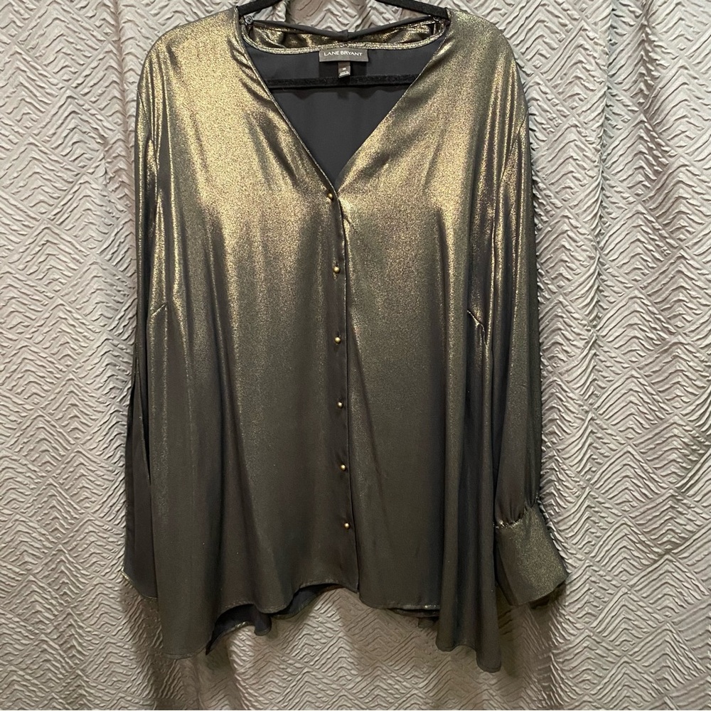 Lane Bryant Black Gold Blouse Plus Size 28 NWOT